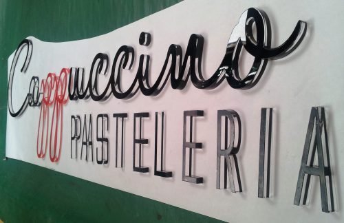 corte laser letras acrilico pintura efecto espejo