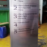 Tótem metalicos acero inoxidable madera aluminio acrilico